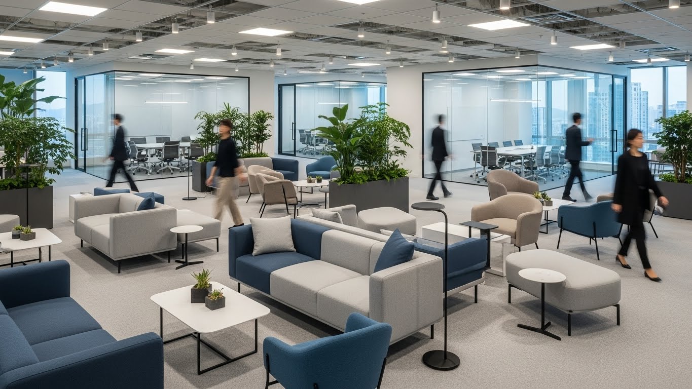 기업의 정체성을 담은 현대적인 사무 공간