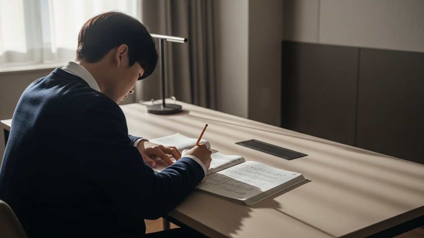 공부하는 학생 뒷모습